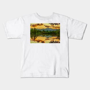 Warm Golden Ponds Sunset Kids T-Shirt